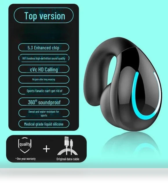 Wireless Bluetooth Headset with Bone Conduction — Over-Ear Headphones, AI Supermarket