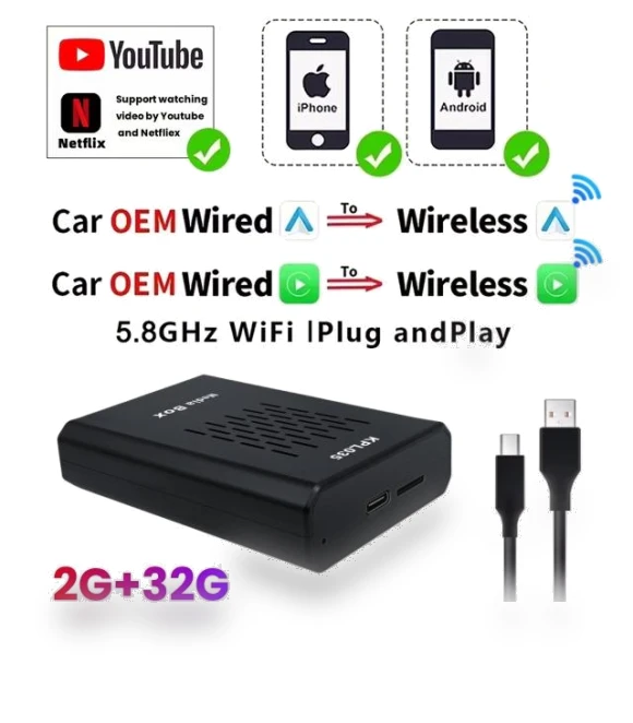 4 in 1 WiFi Wired and Wireless Carplay Android Auto Adapter — Stereo Receivers, Happy Home Mall