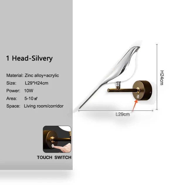 Wall Light with Touch Switch — Standing Lights, Chic Home