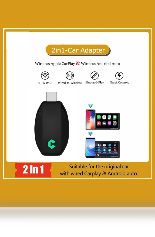 Wireless CarPlay Android Auto Adapter — Phone Accessories, Auto Launcher