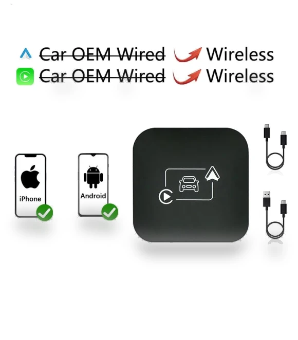 Wireless CarPlay Mini AI Box — Stereo Receivers, Auto Launcher