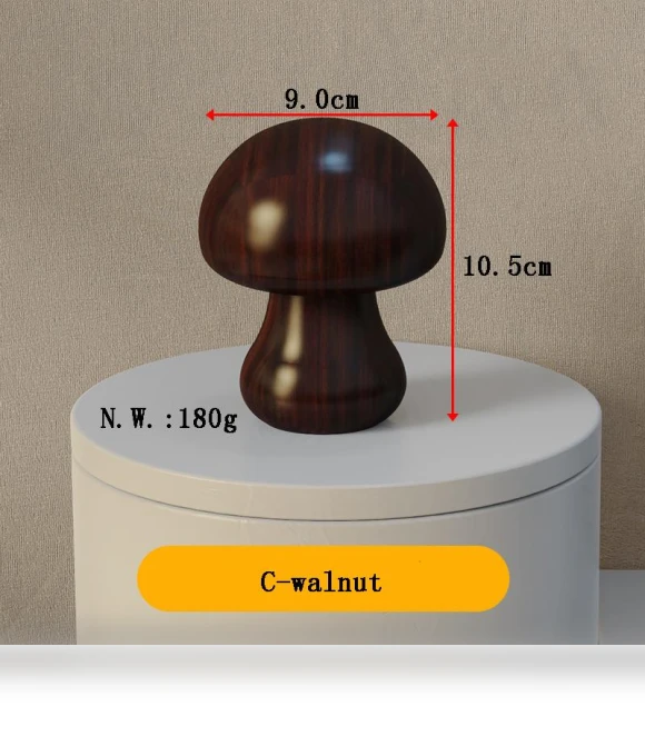 Rechargeable Wooden Mushroom Lamp — Desk & Table Lighting, Chic Home