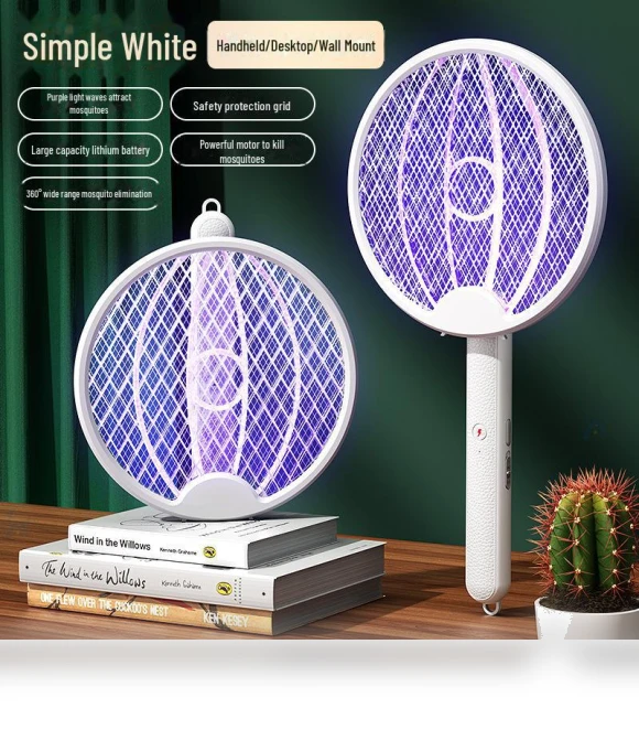 Smart Foldable Electric Fly Swatter with Vertical Rotation and Photocatalytic Mosquito Trap Lamp — Fly Swatters, StrideBox