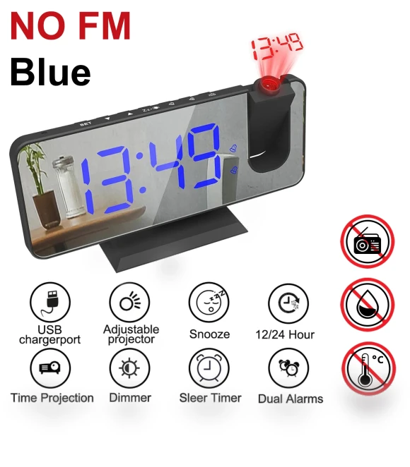 Digital Smart Alarm Clock with FM Radio and LED Projection — Alarms & Clocks, DC-HOME Textile