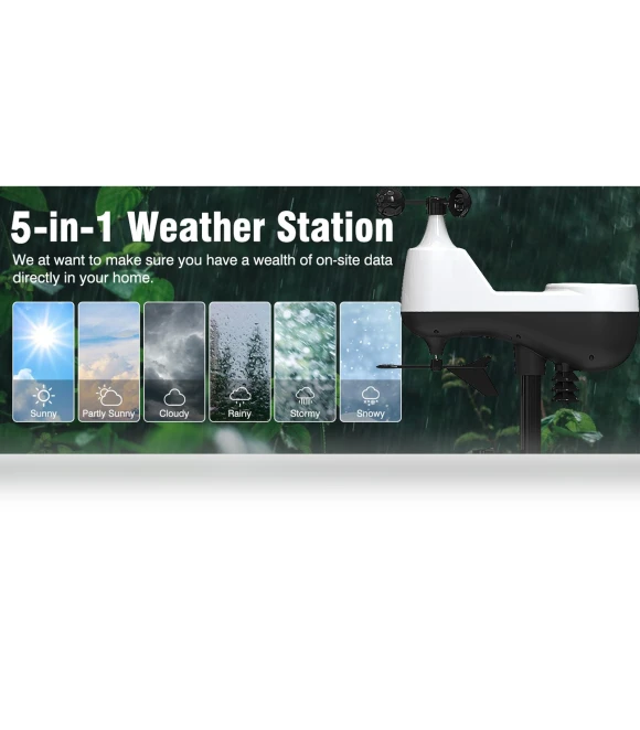 Smart WiFi Weather Station with Outdoor Sensor — Barometers, Koogeelife