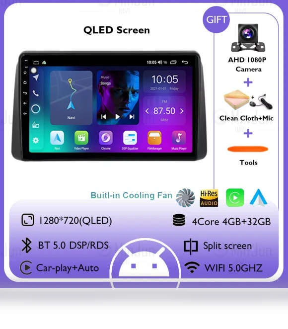 Car Radio Android 14 Multimedia Wireless Carplay Auto Stereo QLED Touch Screen — Stereo Receivers, AutoSphere