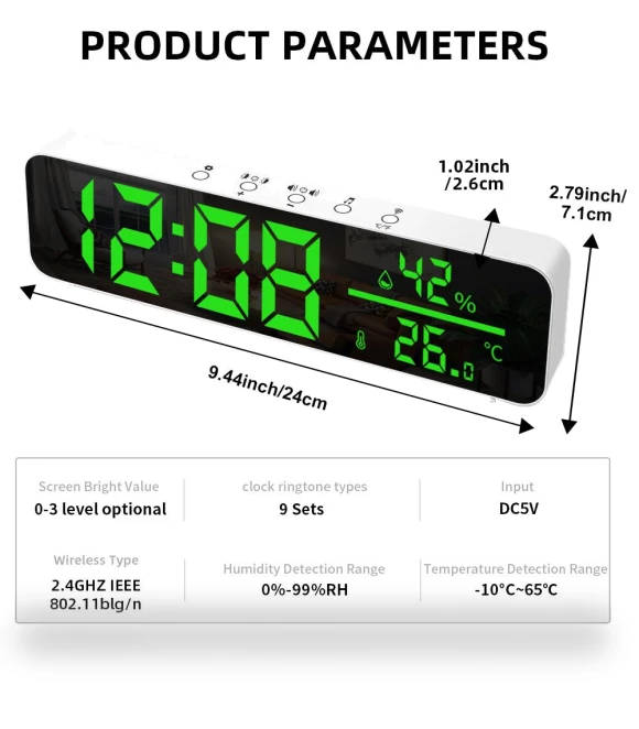 Digital WiFi Clock with Temperature and Humidity Sensor — Home Climate Control, Explorer Outdoors