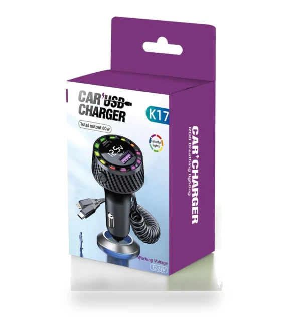 Smart Car Charger with LED Display and RGB Lighting — Chargers, NyPhoenix Auto