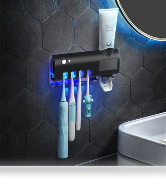 Smart Wall-Mounted UV Toothbrush Sterilizer with Automatic Toothpaste Dispenser — Toothbrush Holders, ElectroCN