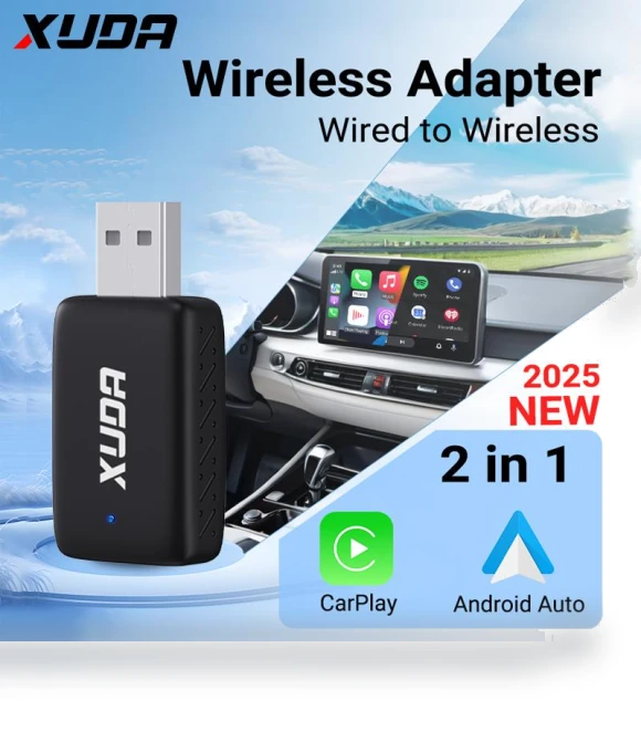 2-in-1 Wireless Carplay and Android Auto AI Box — Stereo Receivers, ZoomSpark
