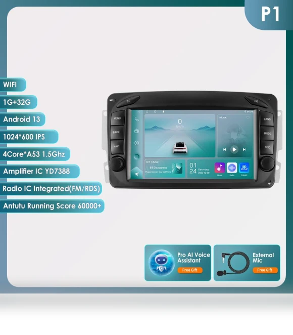 7-inch AI Smart Wireless CarPlay Android Auto Head Unit — Stereo Receivers, OSSURET