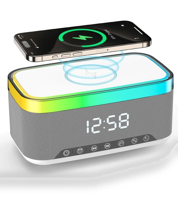 Smart Bluetooth Speaker with Night Light and Wireless Charger — Portable Audio, Sweet Story