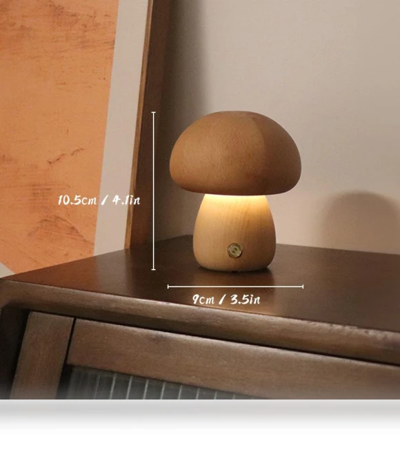 Wooden Mushroom Night Light — Night Lights, DC-HOME