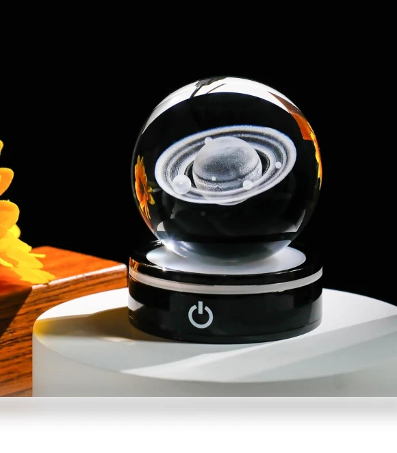 3D Crystal Saturn Planet Night Light with LED Color Lighting — Lamps & Shades, Fantastic House
