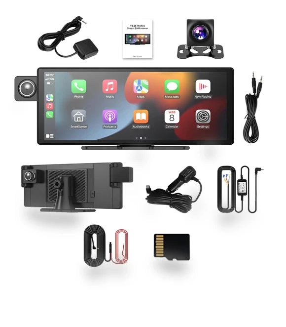 Wireless CarPlay Car Dash Cam with Rear Camera and GPS Tracking — Rearview Cameras for Cars, Daily Home Furnishings