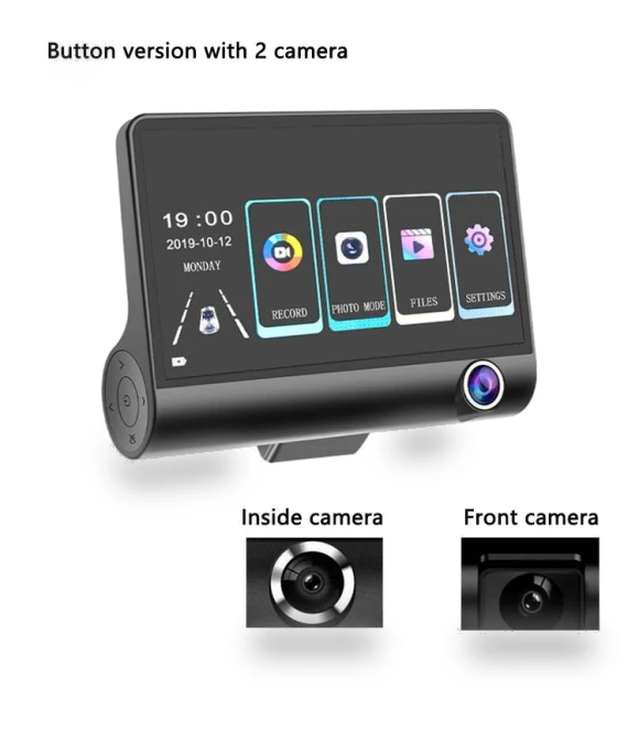3-Lens Car Dash Cam with 4-Inch Touchscreen — Dashboard Cameras, Daily Home Furnishings