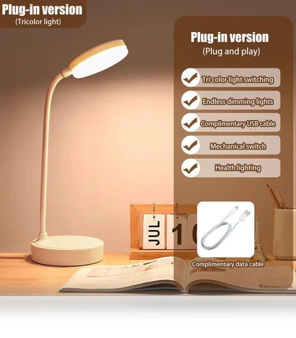 LED Desk Lamp with 3 Dimming Levels — Study & Desk Lighting, Comfortable Housy