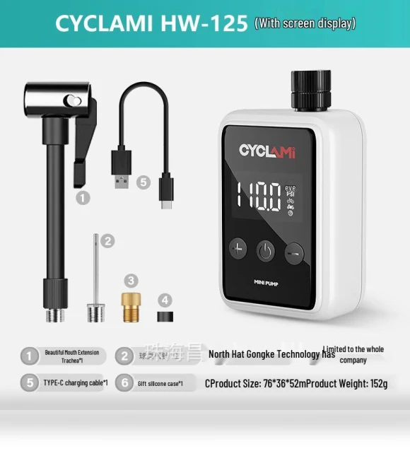 Smart Display Portable Bike Air Pump — Inflation Devices, CYCLAMI