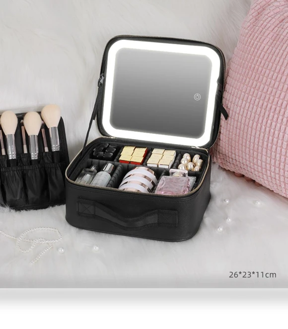 Smart LED Cosmetic Bag with Mirror — Cosmetic Cases, Wood God