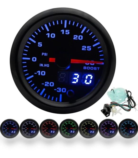 Universal 7 Color LED Turbo Boost Digital Gauge — Boost, happybuySE