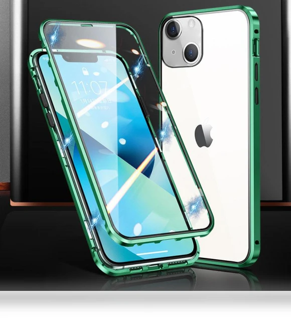 Magnetic Metal Frame with Dual Side Tempered Glass Phone Case — Phone Accessories, Smartwatch 2025