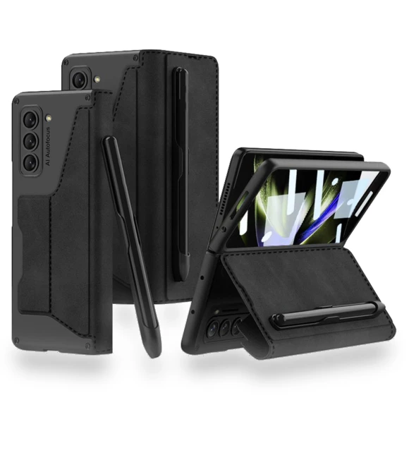 PU Leather Stand Cover with Pen Slot and Card Slot — Screen Protectors, Smartwatch 2025