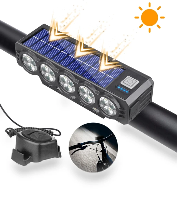 Solar Rechargeable Bike Headlight with Horn — Bike Headlights, BIKIGHT