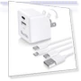 Thumbnail Foldable 15W Dual Port USB Wall Charger with 6FT Cable — Chargers, Quntis