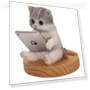 White Sabatara Cat Looking at Tablet Smartphone Stand — Phone Charms, Arkadia Japan