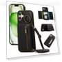 Leather Back Cover Zipper Wallet Kickstand Phone Case with Shoulder Strap — Phone Accessories, Smartwatch 2025