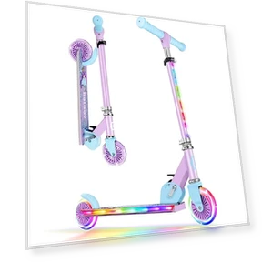 V2 Scooters for Kids with Light-Up Wheels & Adjustable Height, Foldable Kick Scooter for Children Ages 3-12 — Push Scooters, BELEEV