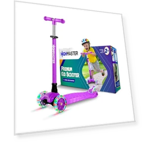 3 Wheel Kick Scooter for Kids with LED Lights and Adjustable Handlebar — Electric Vehicles, HighMaster