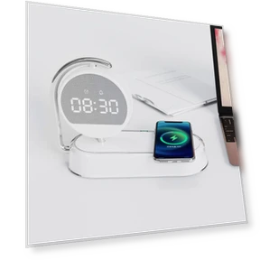 Desktop Clock Alarm Clock with Wireless Charging and Night Light — Alarm