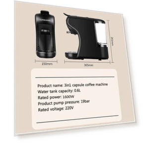 Coffee Machine 19 Bar 3in1 Multiple Cafetera Pod Coffee Maker — Coffee & Espresso Combos, KZ