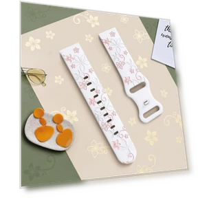 Two Color Bauhinia Embossed Silicone Watch Band — Bands