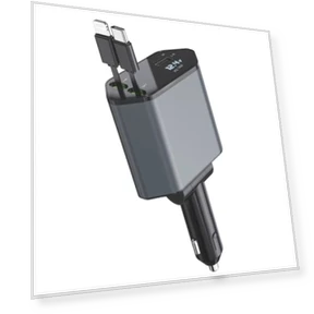 Multifunctional USB Retractable Dual-Line Digital Display Car Fast Charger — Chargers