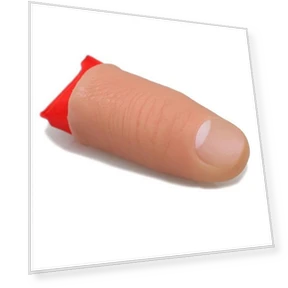 Magic Trick Prop, Vanishing Plastic Thumb Tip + Red Silk — Magic Kits, Zoeneed