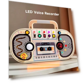 Wooden Sensory Toy with Dictaphone, Music, and LED Lights — Infant & Early Childhood Playthings, Baby cheetah