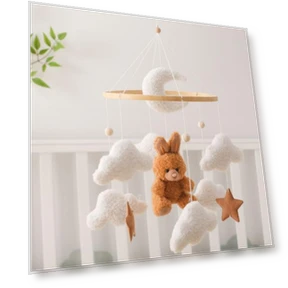 Mobile Bear Velvet Decor with Rotating Bell — Mobiles, kanyueliang