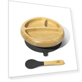 Non-Spill Baby Feeding Plate with Suction and Spoon — Dishes, Hidden Nest