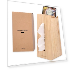 Natural Wood Tissue Box Case Smartphone Stand — Pencil Holders, Hidden Nest