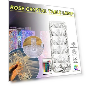 16-Color Touch Remote Control LED Crystal Table Lamp — Desk & Table Lighting