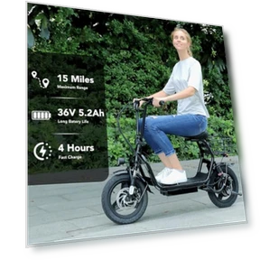 Peak 1200W Foldable Electric Scooter with Seat — Push Scooters, Caroma
