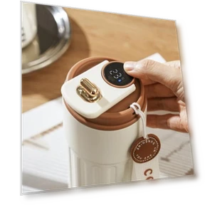 Smart Vacuum Coffee Mug with Temperature Display — Beverage Warmers, Household Good