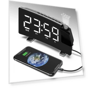 LED Digital FM Radio Clock with Projection Alarm — Alarm, POTAN MUSIC
