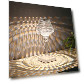 Decorative Touch-Sensitive Rechargeable Wireless Crystal Bedside Lamp — Desk & Table Lighting, QIANBAIDI