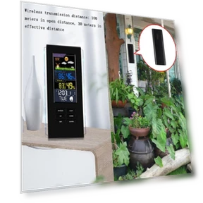 Colorful Screen Indoor Outdoor Temperature Humidity Meter Barometer Smart Digital Clock — Barometers