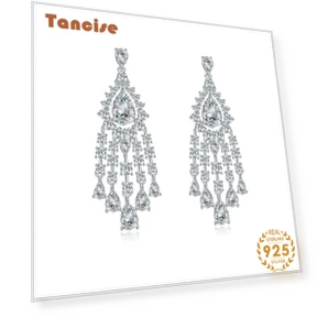 Sterling Silver S925 Earrings with Smart Fringe and Geometric Asymmetry — Drop & Dangle, Tancision