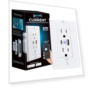 Current Smart Wi-Fi Outlet with 2 Fast Charge USB Ports — Smart Home Hubs & Controllers, Geeni