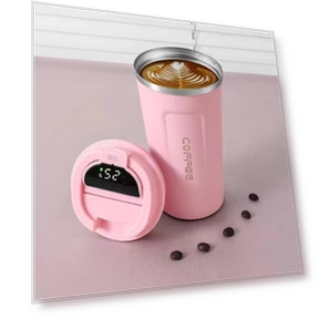 Insulated Stainless Steel 304 Coffee Mug with Smart Display — Beverage Warmers, Factory Discount Outlet